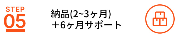 納品(2~3ヶ月)
					+6ヶ月サポート